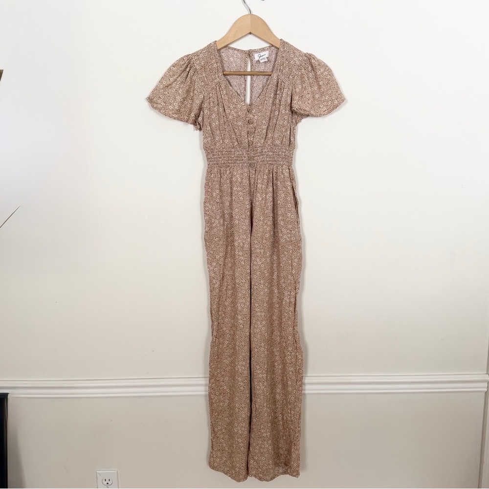 Japna by Anthropology tan floral romper size XS